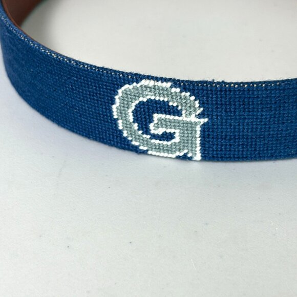 Smathers & Branson Needlepoint Belt Size 34 Georgetown University Brass Buckle - Picture 2 of 11